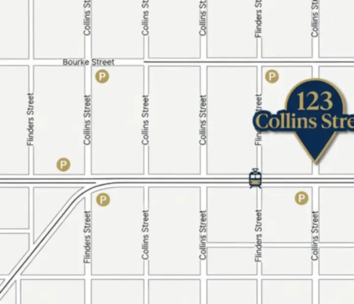 Stylised map panel illustrating the Melbourne location of Suited and Seared